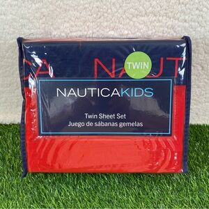 Nautica Kids 3 Piece Twin Sheet Set in Red and Navy New
